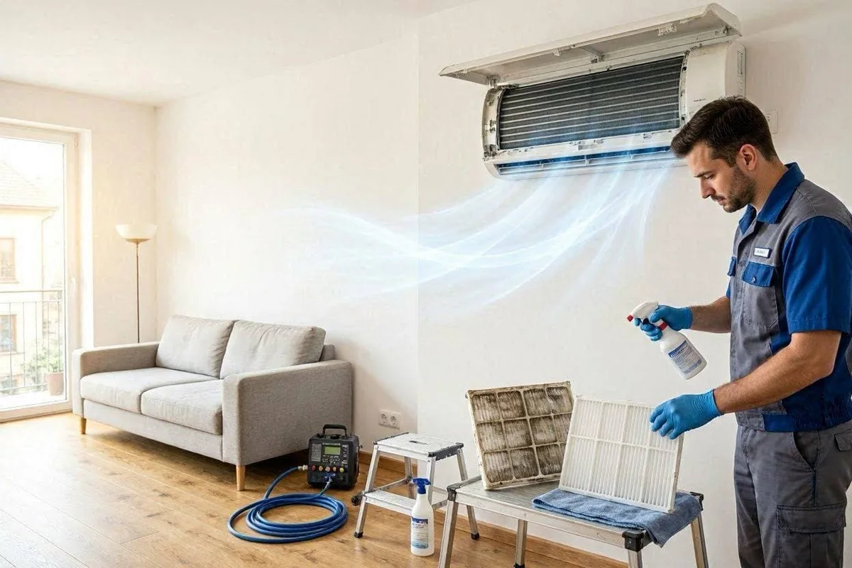 Curățarea profesională a unui conditioner în Chișinău — echipa Conditionere24
